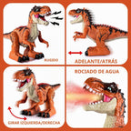 Juguetes de dinosaurio a control remoto para niños de 3-5, 5, 7, 8-12, juguete robot de dinosaurio T-Rex para caminar a control remoto con spray de niebla de agua, luces y sonidos, paquete de 2 baterías recargables, 3, 4, 5, 6, 7, 8 años, regalo de