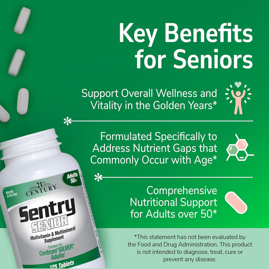 Comprimidos SENTRY Senior de 21st Century, 125 unidades (22390)