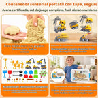Caja de arena sensorial de construcción con tapa