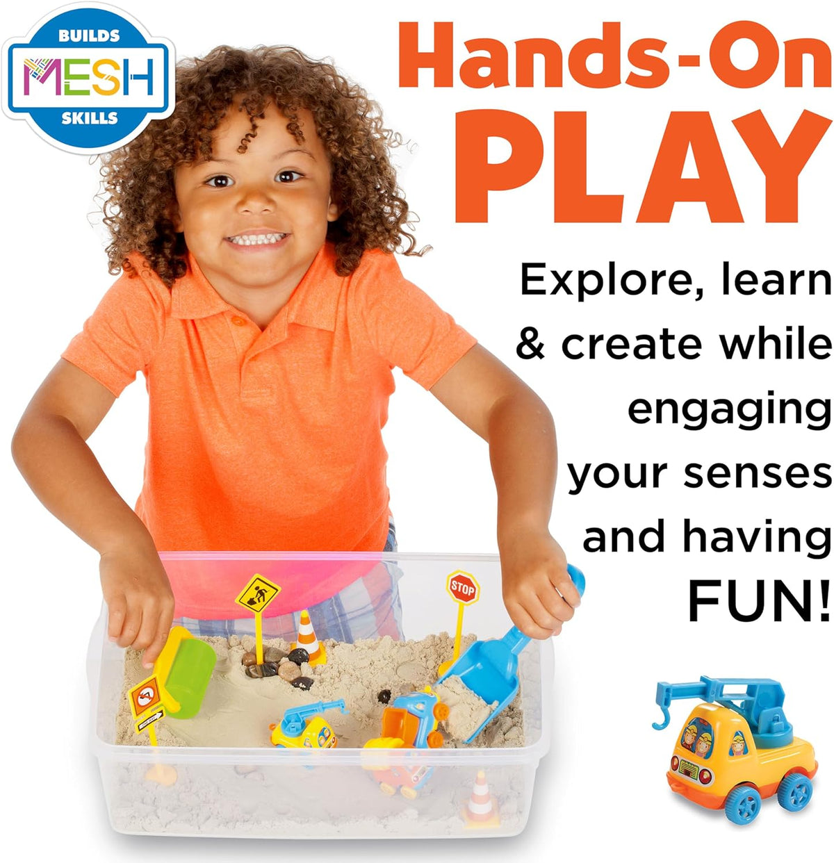 Creativity para Kids Sensory Bin: Construction Zone Playset - Preschool Learning Activities, Excavator Toys para Boys Ages 3-5+, Outdoor Toys y Gifts para Kids