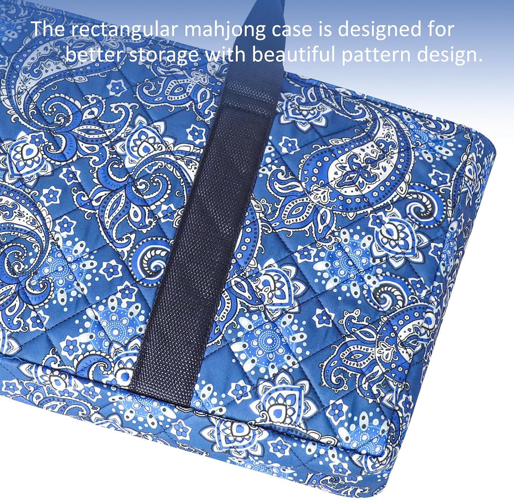 Juego de Mahjong Americano GUSTARIA, 166 Azulejos Blancos de Calidad, 4 Estante/Empujadores de Color Todo en Uno, Juego de Azulejos Mahjong con Bolsa de Transporte Azul Impresa