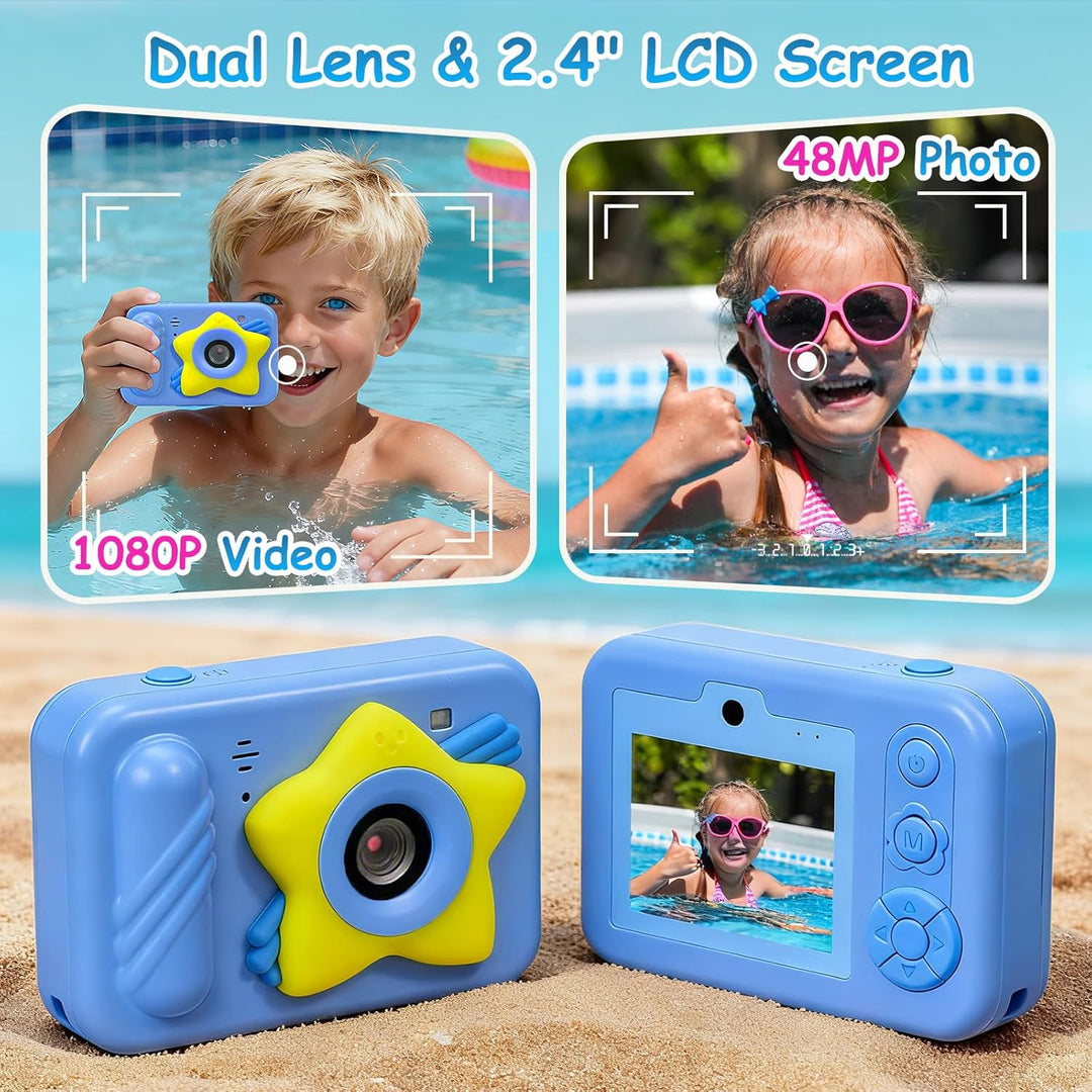 Cámara de juguete impermeable para niños con tarjeta de 32 GB, cáma...