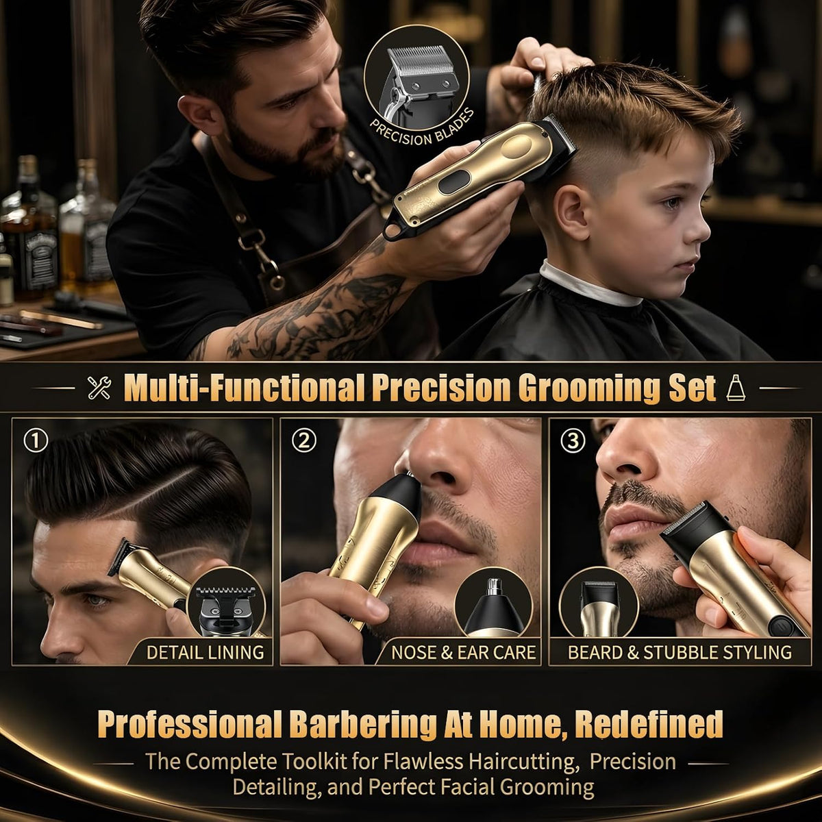 Cortadora de pelo profesional para hombres, recortadora de barba con corte de pelo sin huecos para hombres/mujeres, maquinilla de afeitar eléctrica de precisión en T, afeitadora de barba, bigote, kit