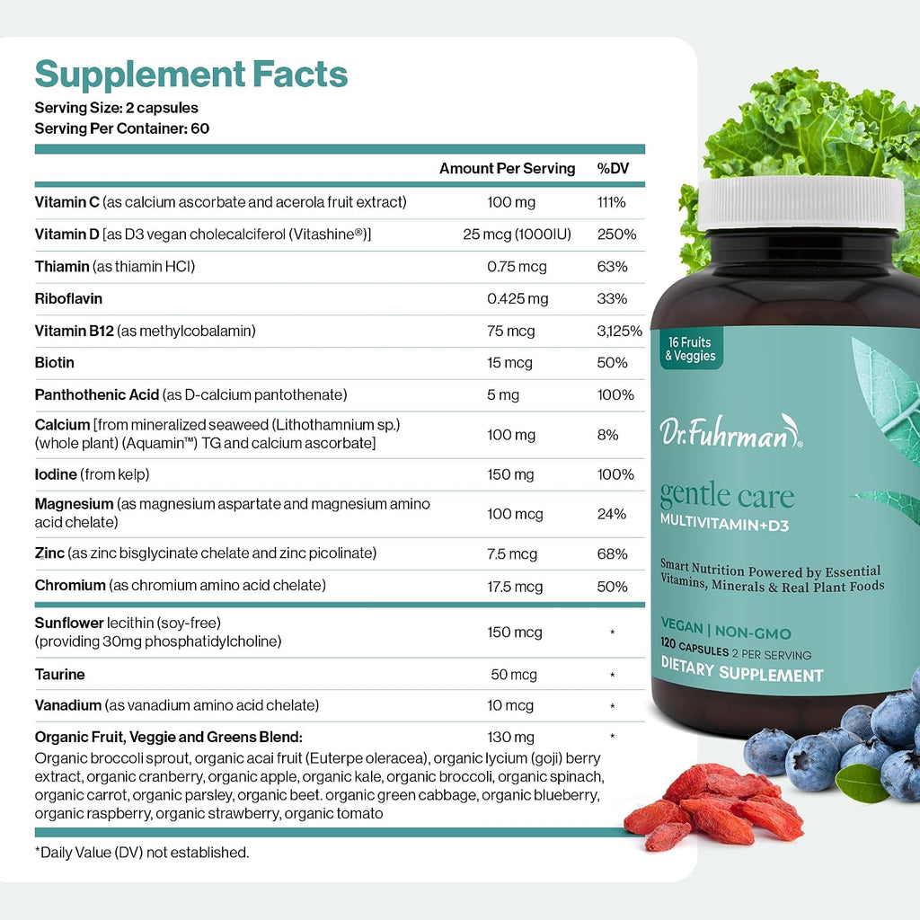 Dr. Fuhrman Multivitamínico de suministro de 2 meses para todos + vitamina D3 para apoyo
