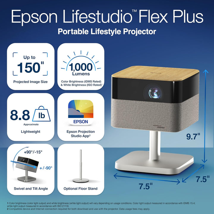 Epson Lifestudio Flex Plus 4K PRO-UHD - Proyector portátil de estil...