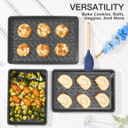 Juego de 3 bandejas antiadherentes para horno, no tóxicas, color gris