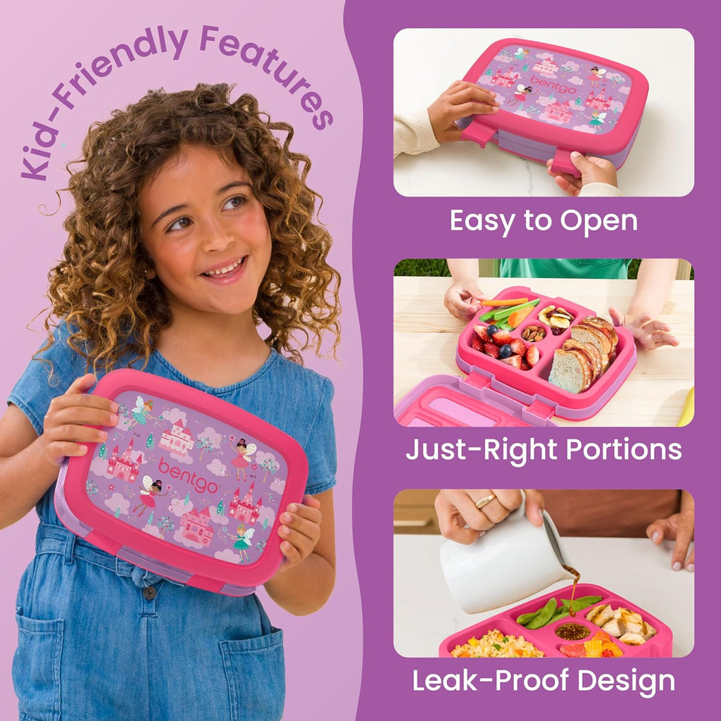 Bentgo Kids Prints - Fiambrera para niños con 5 compartimentos estilo bento