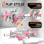 SOFITEN Pistola de juguete con rifle de francotirador automático con kit de chaleco táctico, juguete de alcance, juguetes de dardos de espuma con 120 dardos IR y linterna, juego de actividades al aire libre, regalo de cumpleaños y Navidad para niños a par