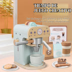 Juguete para cafeteras de madera para niños, electrodomésticos de cocina y accesorios de juguete para niños pequeños, regalo para niñas y niños
