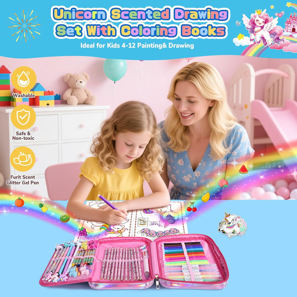DreamyCandy - Kit de dibujo de unicornio de 73 piezas para niños de 4 a 8