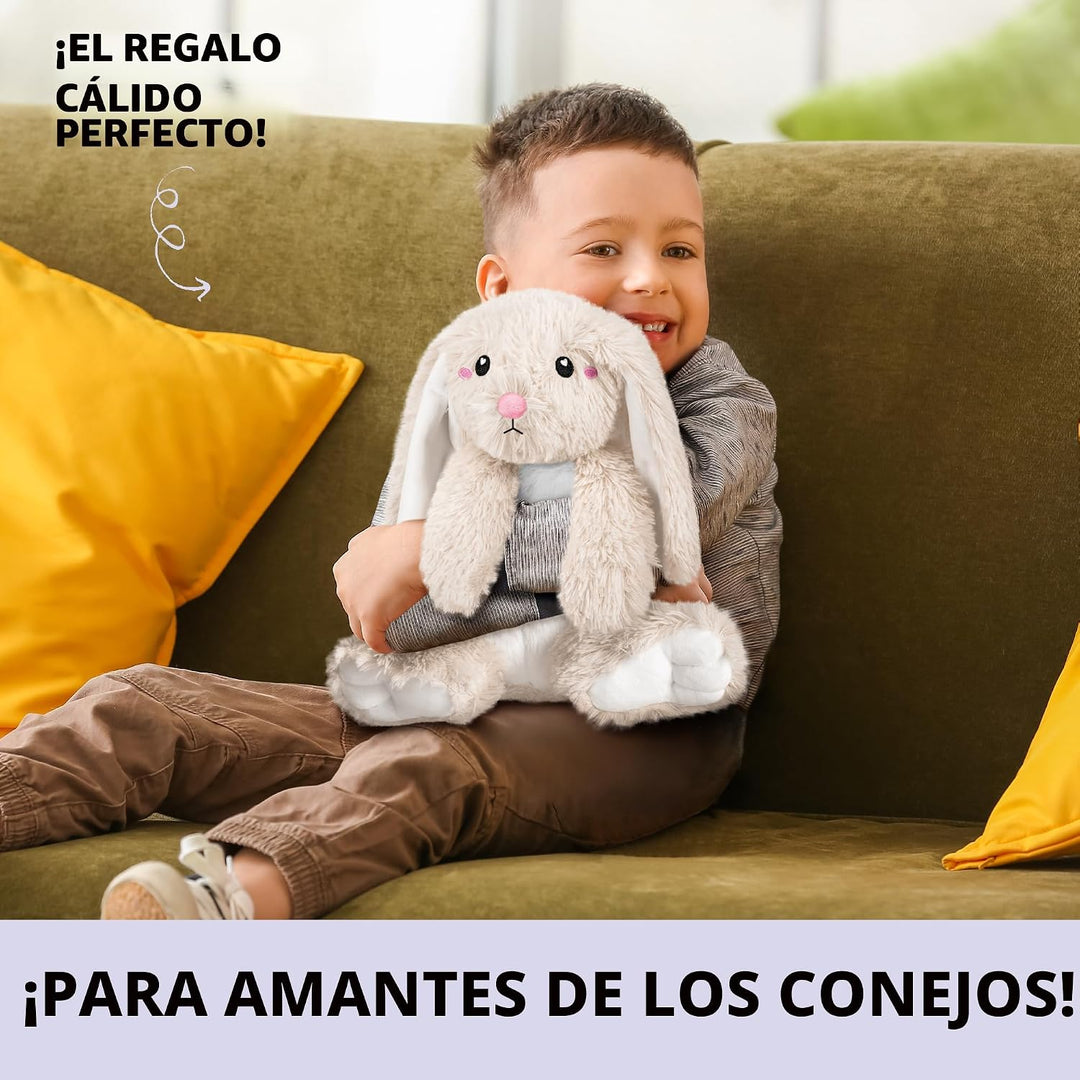 Happy Fuel - Peluche de conejo para microondas, almohadilla térmica...