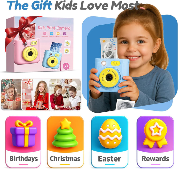 ROHSCE Cámara de impresión instantánea para niños, cámara digital H...