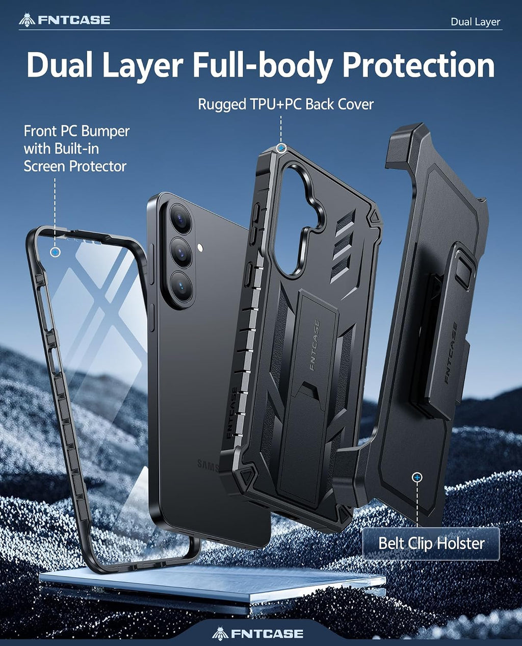 FNTCASE Funda para Samsung Galaxy S26 FE, protector de pantalla incorporado