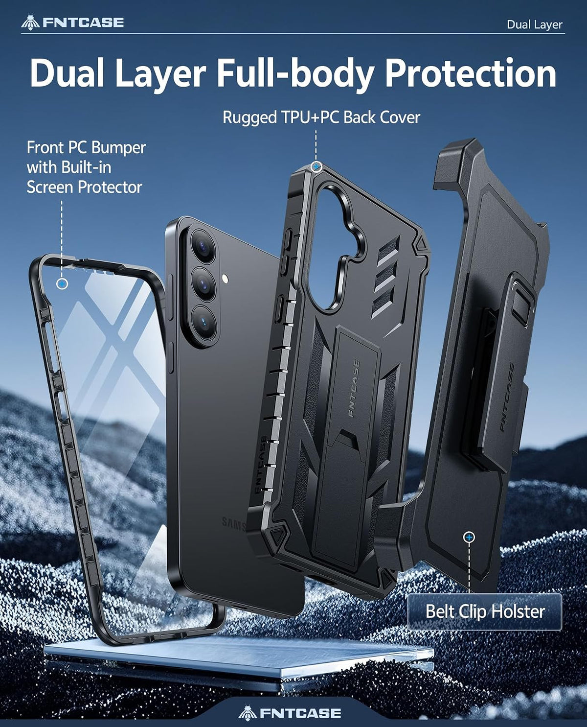 FNTCASE Funda para Samsung Galaxy S26 FE, protector de pantalla incorporado