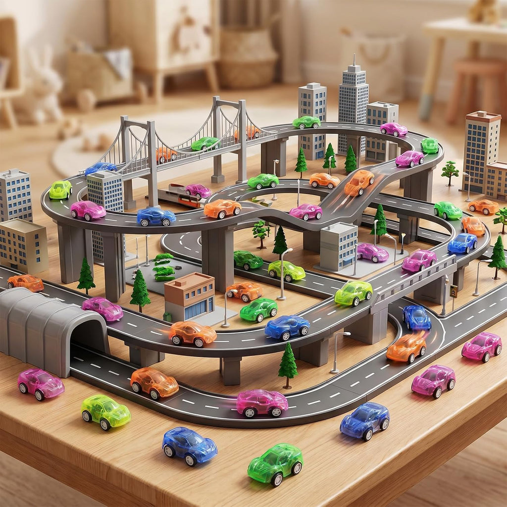 240 piezas de autos a granel mini vehículos coloridos, rellenos de piñata para fiestas, bolsas de regalo, premios de carnaval, regalos para niñas y niños