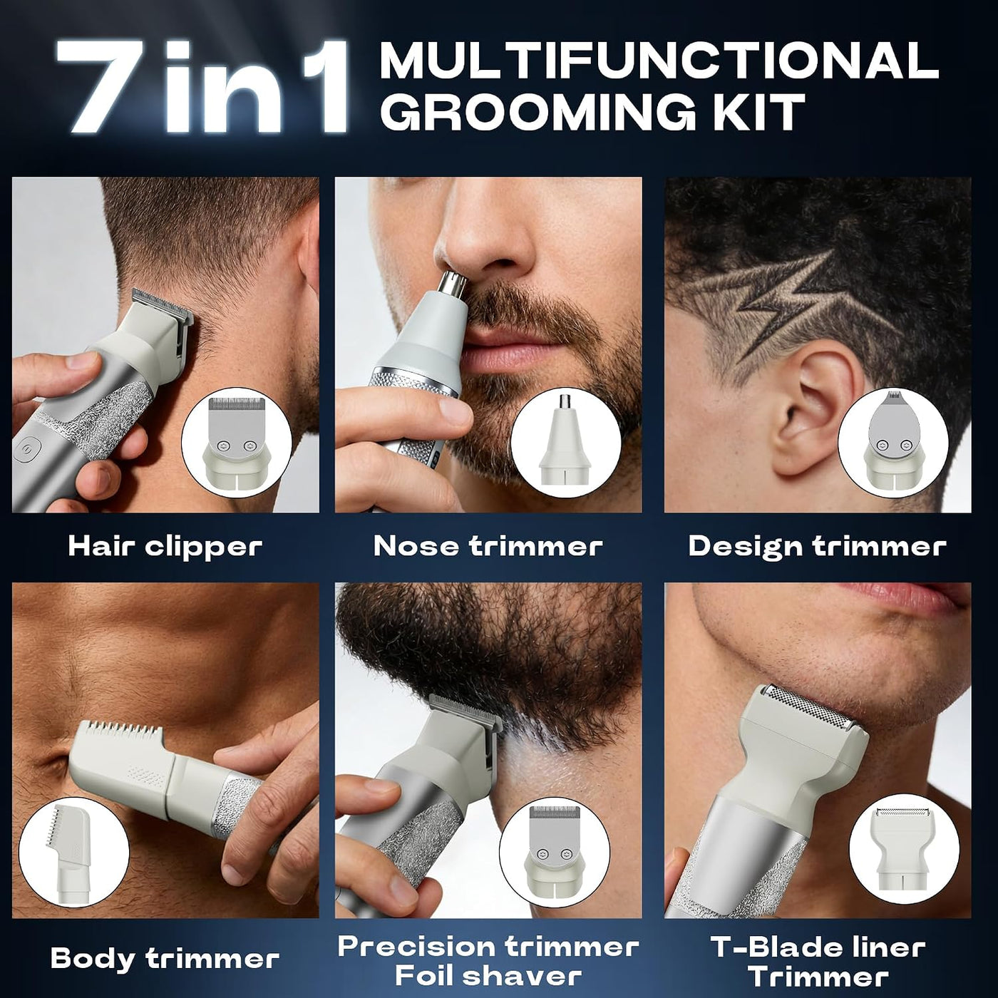 Recortadora de barba para hombres, kit magnético todo en uno para h...