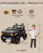 First Ride On - Ford Bronco Raptor - Vehículo infantil eléctrico para niños grandes de 2 puestos, con licencia y control remoto, de 24 V, velocidad máxima de 4.3 Mph, función de arranque suave, color