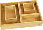 VaeFae Juego de 5 organizadores de cajones de bambú, caja organizadora de 5 tamaños, contenedores de almacenamiento para cocina, baño, oficina, dormitorio y sala de estar