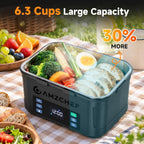 AMZCHEF Fiambrera eléctrica inalámbrica portátil, calentador de alimentos