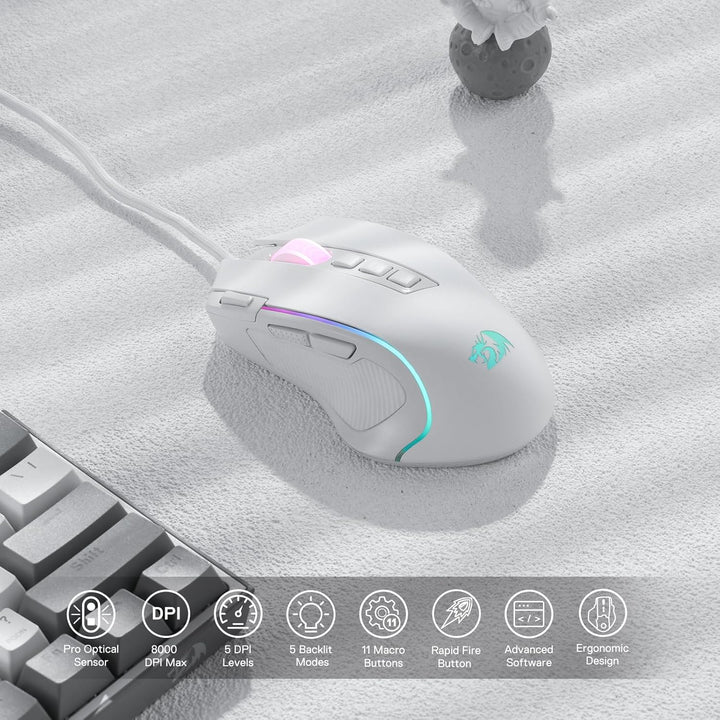 Redragon M612 Predator RGB - Mouse para juegos con cable óptico de...