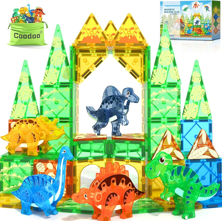 Juguetes de dinosaurio azulejos magnéticos 3D movibles