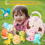 Zhanmai Kit de 11 Piezas de Peluches de Dinosaurio con Bolsa en Forma de Huevo, Pequeños, Lindos