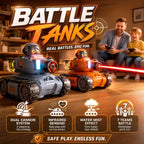Juego de 2 tanques de batalla RC con control remoto para niños