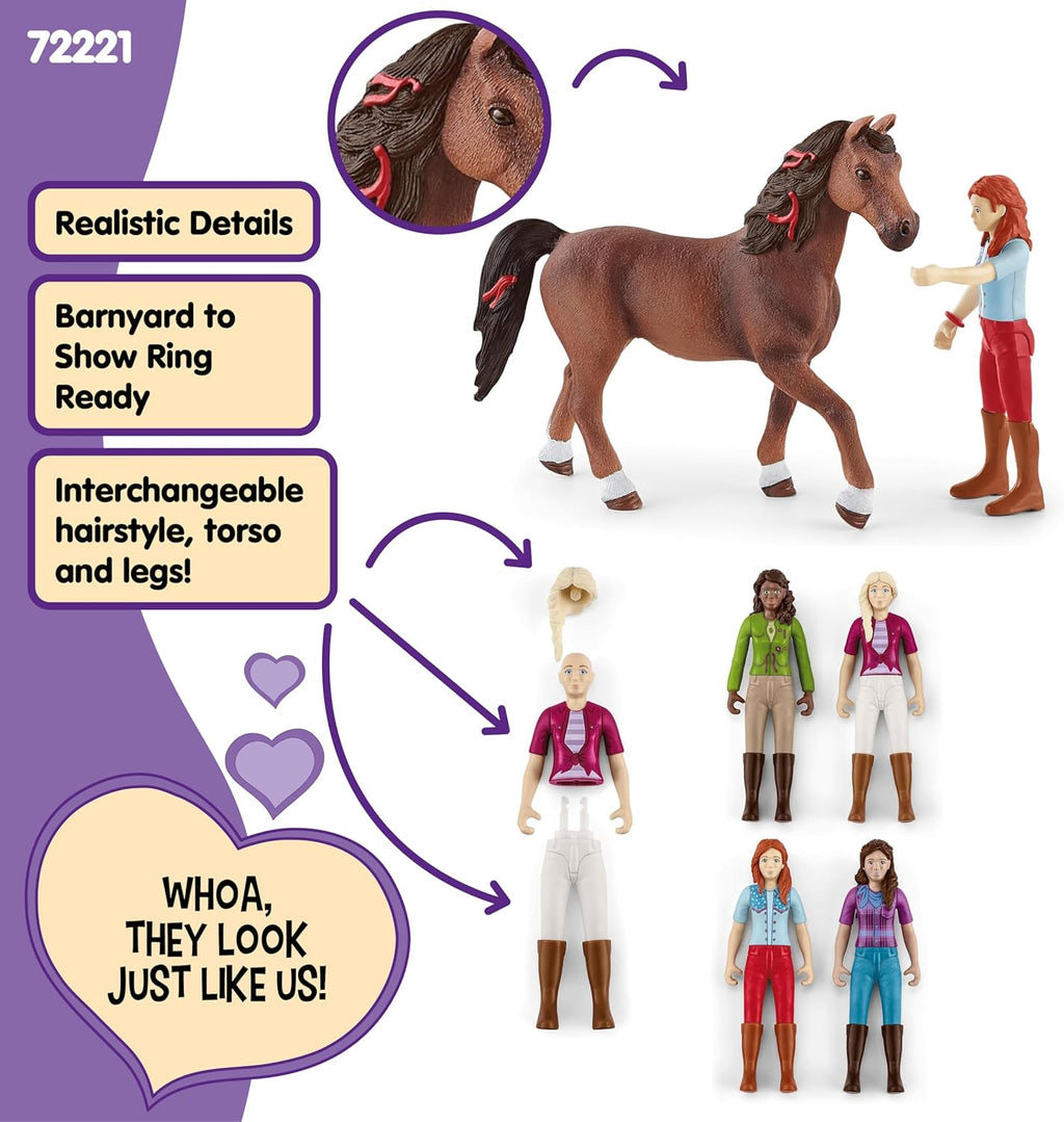 Schleich Horse Club - Juego completo de figuras de juguete de 40 piezas del Horse Club Rider - Figuras articuladas de jinete de Hannah, Sofia, Lisa y Sarah con caballos y accesorios de equitación