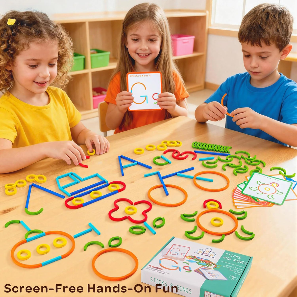TINYLENS Montessori - Juego de palos y anillos