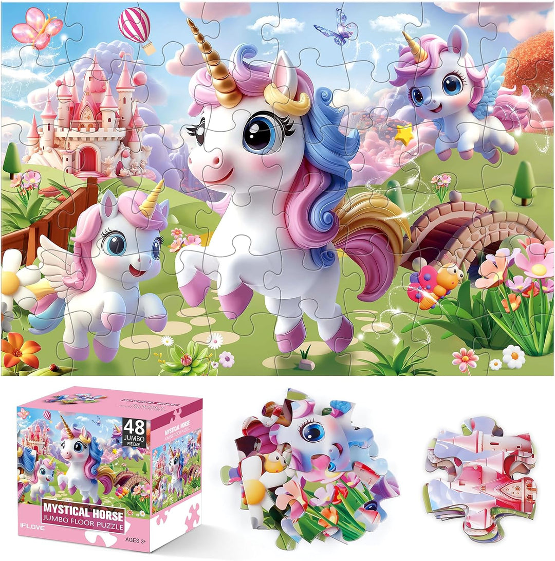 Rompecabezas de suelo jumbo para niños, rompecabezas de unicornio b...