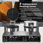 Máquina de gofres doble comercial de 110 V y 2600 W, antiadherente, de acero inoxidable, para restaurante, fiesta, puesto de alimentos, panadería, cafetería, bar, familia