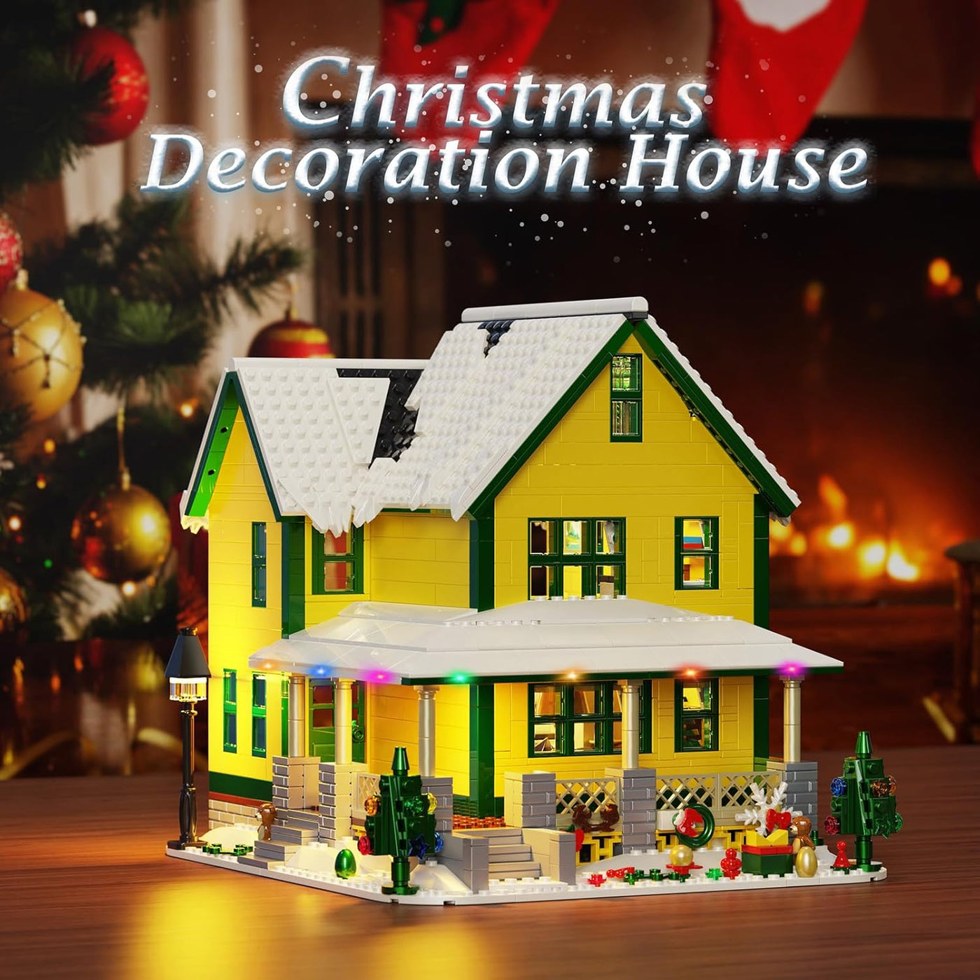 Juego de construcción de casa de Navidad con luz juguete