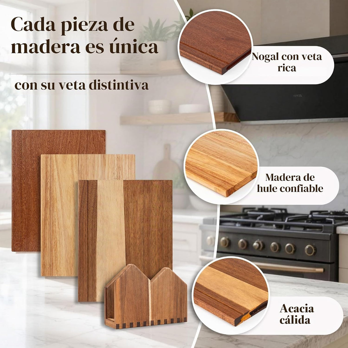 Juego de tablas de cortar libros con soporte de madera para cocineros