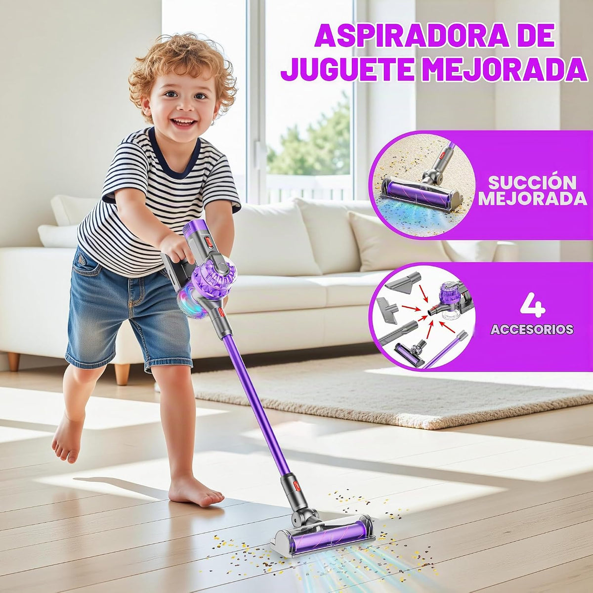 Aspiradora de juguete 4 en 1 para niños para juegos de simulación