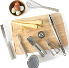 Calphalon Edge - Juego de utensilios de cocina de acero inoxidable de 6 piezas, juego de utensilios de cocina con acento de silicona, abrelatas, pelador recto, rallador, pinzas