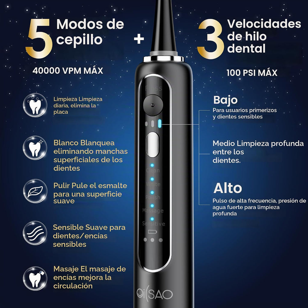 Cepillo de dientes eléctrico con hilo dental combinado, cepillo de dientes