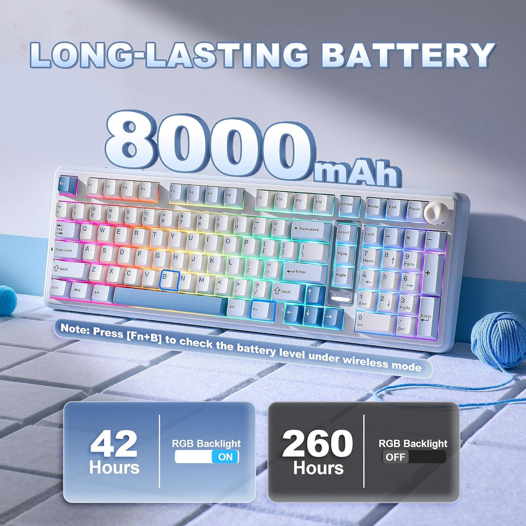 YUNZII B98 PRO QMK\/VIA Wireless Mechanical Gaming Keyboard, 96% La...