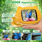 Microscopio para niños: Microscopio de bolsillo portátil 1000X para fotos y videos, kits de ciencia portátiles, juguetes STEM, regalos de Navidad/cumpleaños para niñas y niños de 3 a 12 años (naranja)