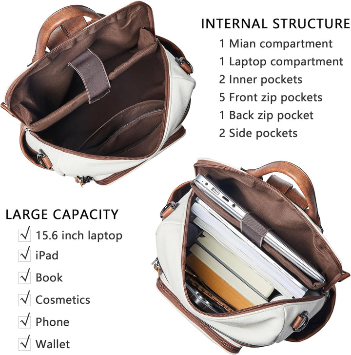 Shrrie - Mochila vegana de cuero para laptop de 14 pulgadas para mu...