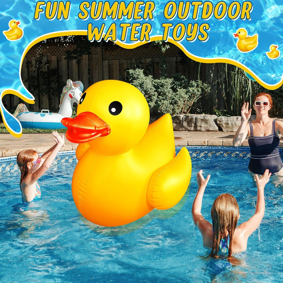 Hungdao 1 Paquete Pato Inflable Gigante de 4 Pies Pato de Goma Enorme Flotador Grande Inflable para Piscina para Verano Playa Piscina de Natación Carnaval Fiesta de Cumpleaños Decoración de Desfile