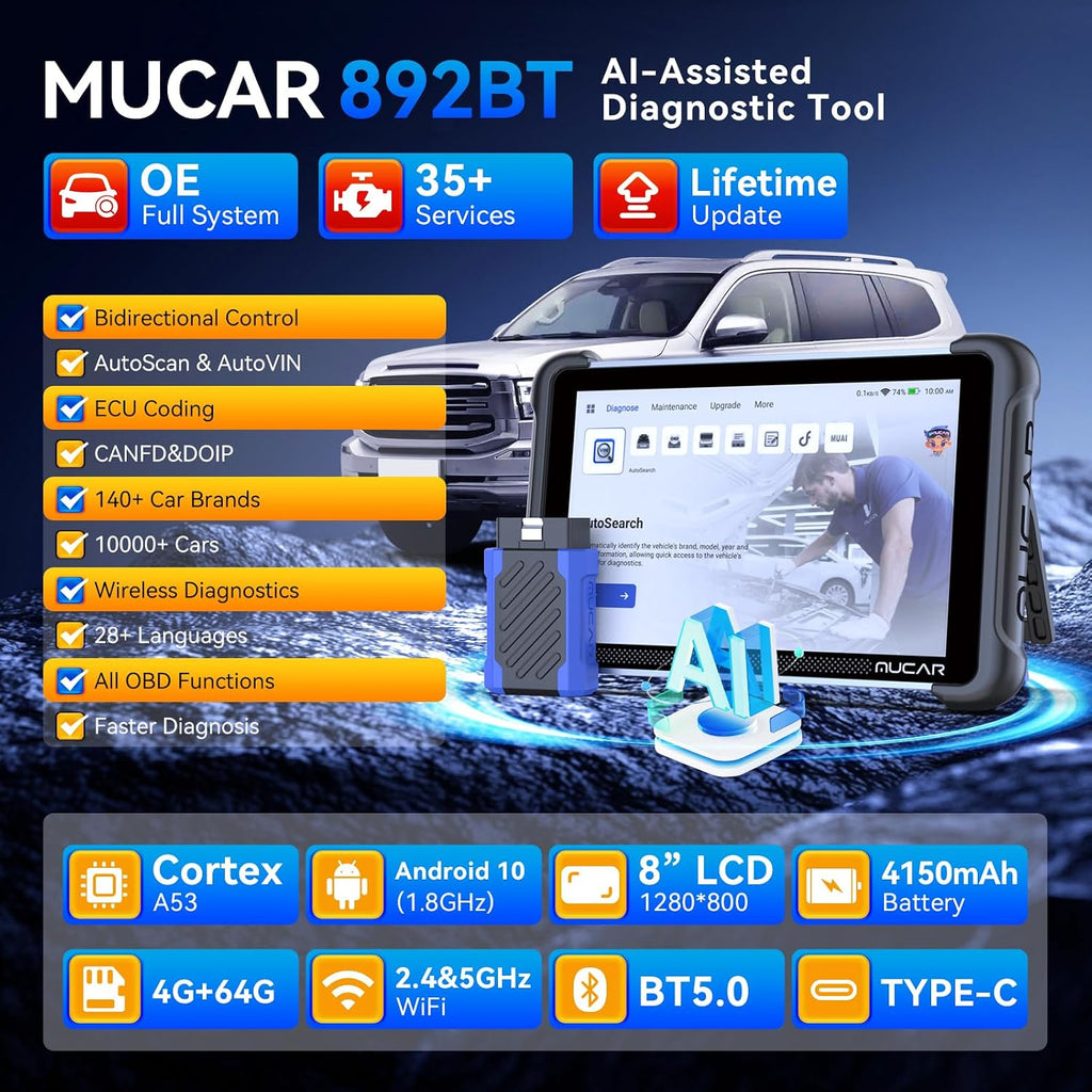 MUCAR 892BT Herramienta de escaneo bidireccional AI de sistema completo