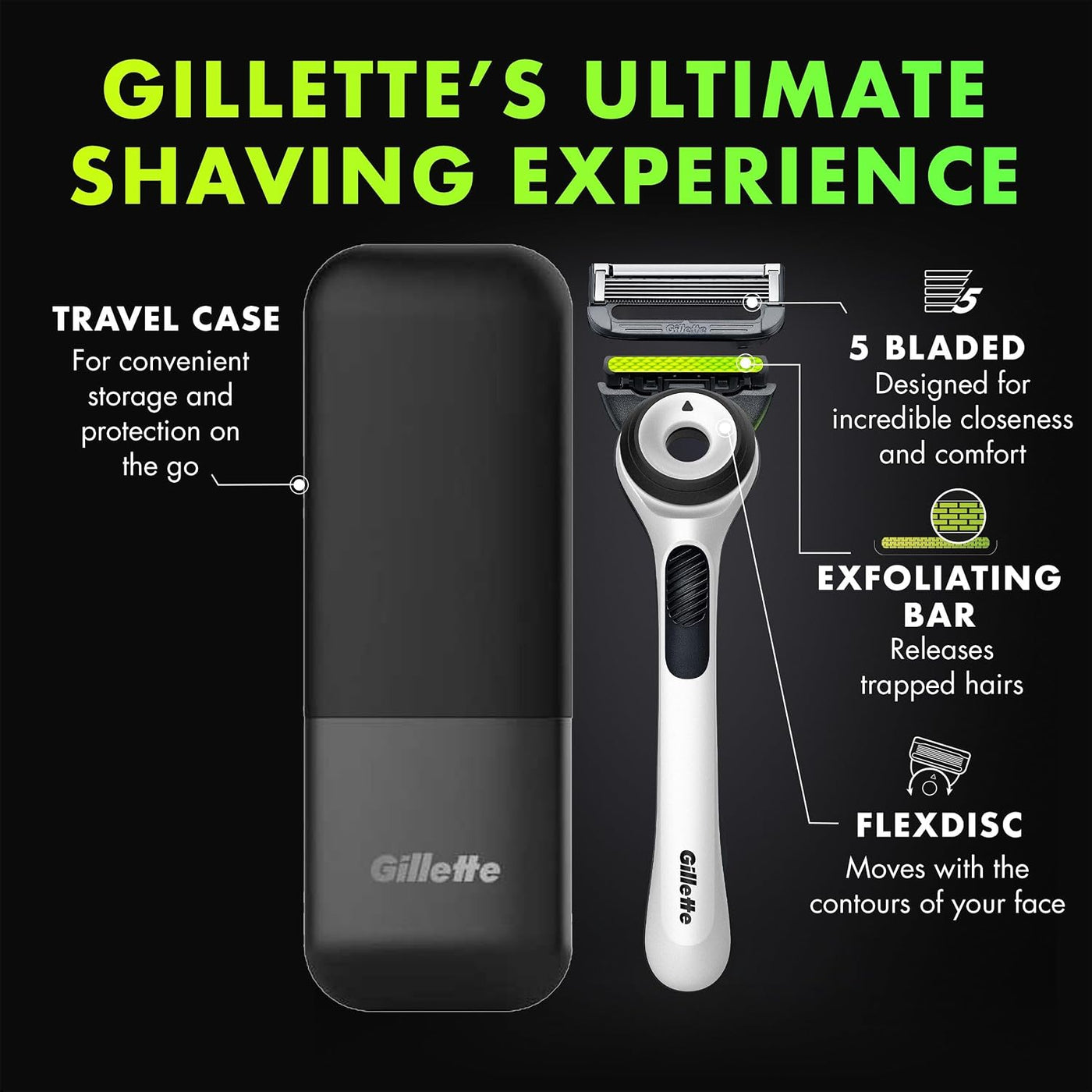 GilletteLabs con barra exfoliante Edición Blanca Afilada para hombr...