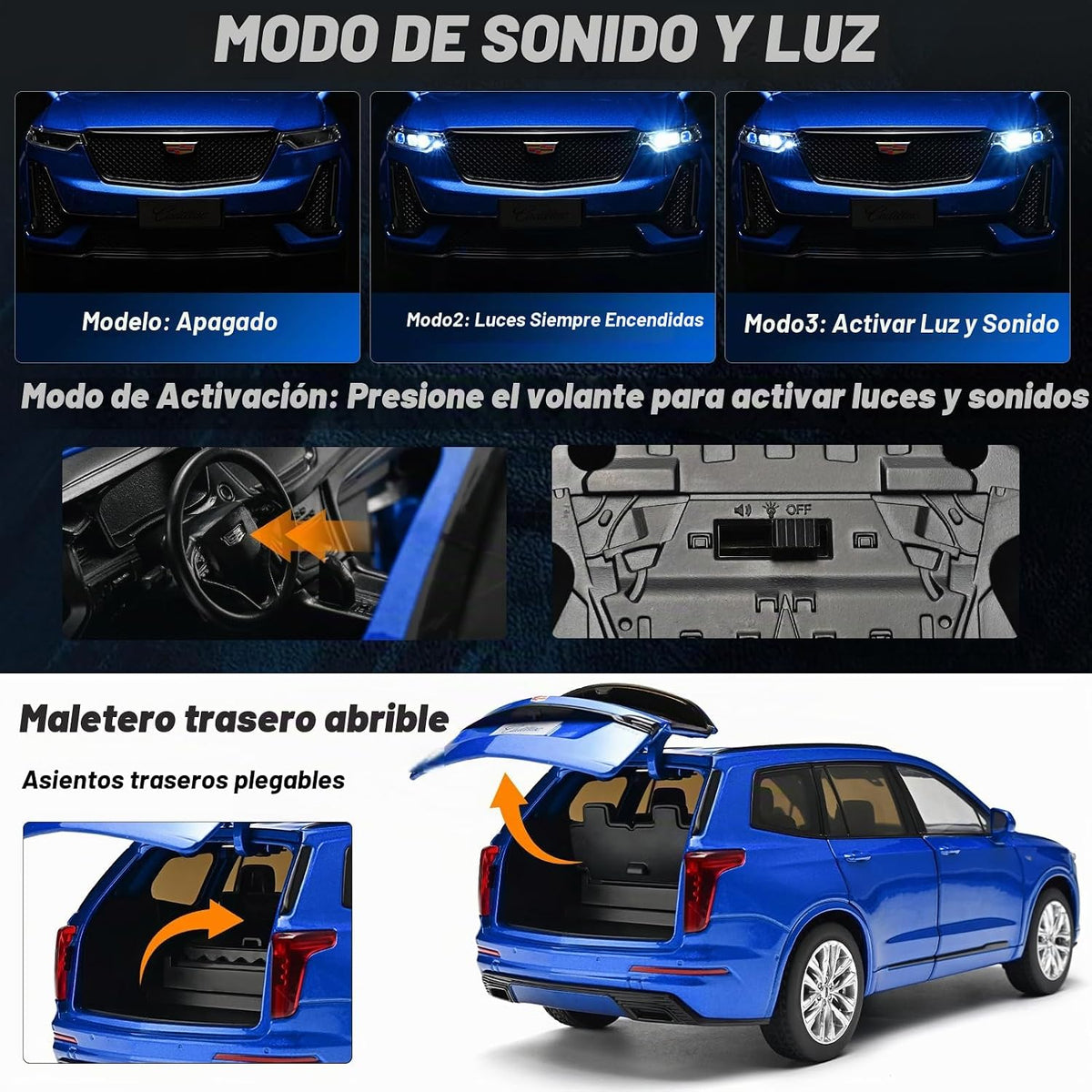 Modelo de coche fundido a presión 1/24, compatible con Cadillac