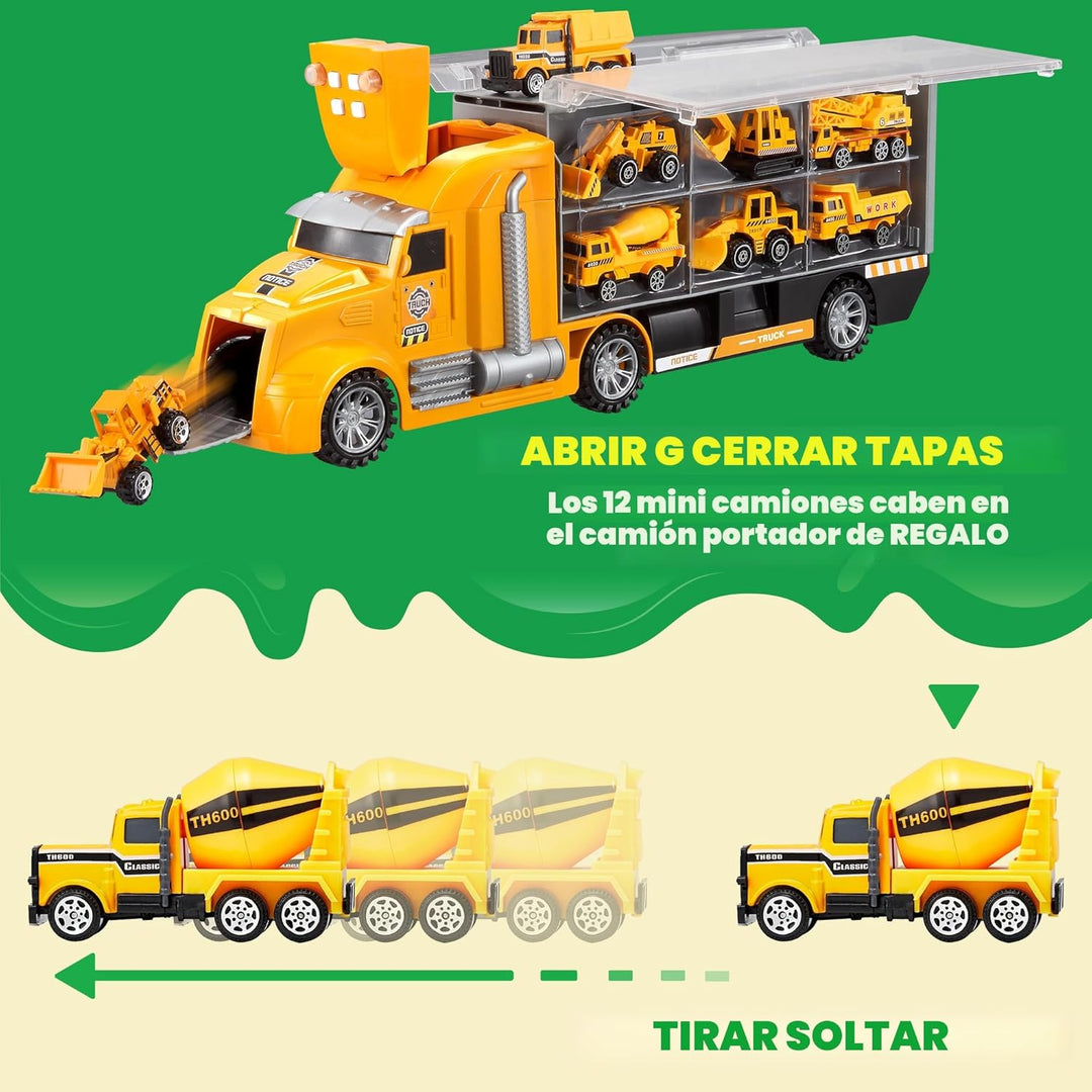 JOYIN Juego de camiones de construcción 25 en 1 para niños, 24 piez...