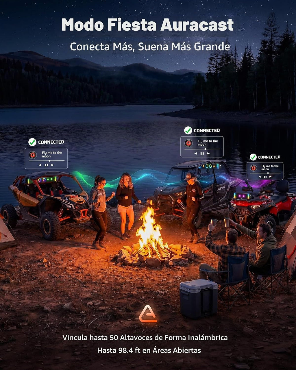 Ehaho Barra de sonido UTV de 8 altavoces de 34 pulgadas con Bluetooth, RGB