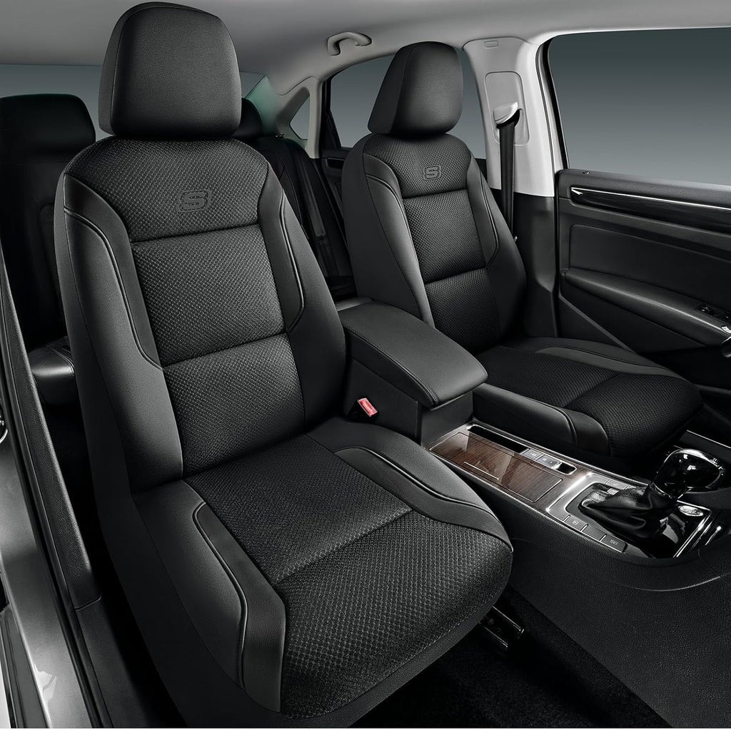 Skechers Fundas de asiento de espuma viscoelástica, fundas de asiento de automóvil gruesas de malla fresca para asiento de automóvil, compatibles con bolsas de aire