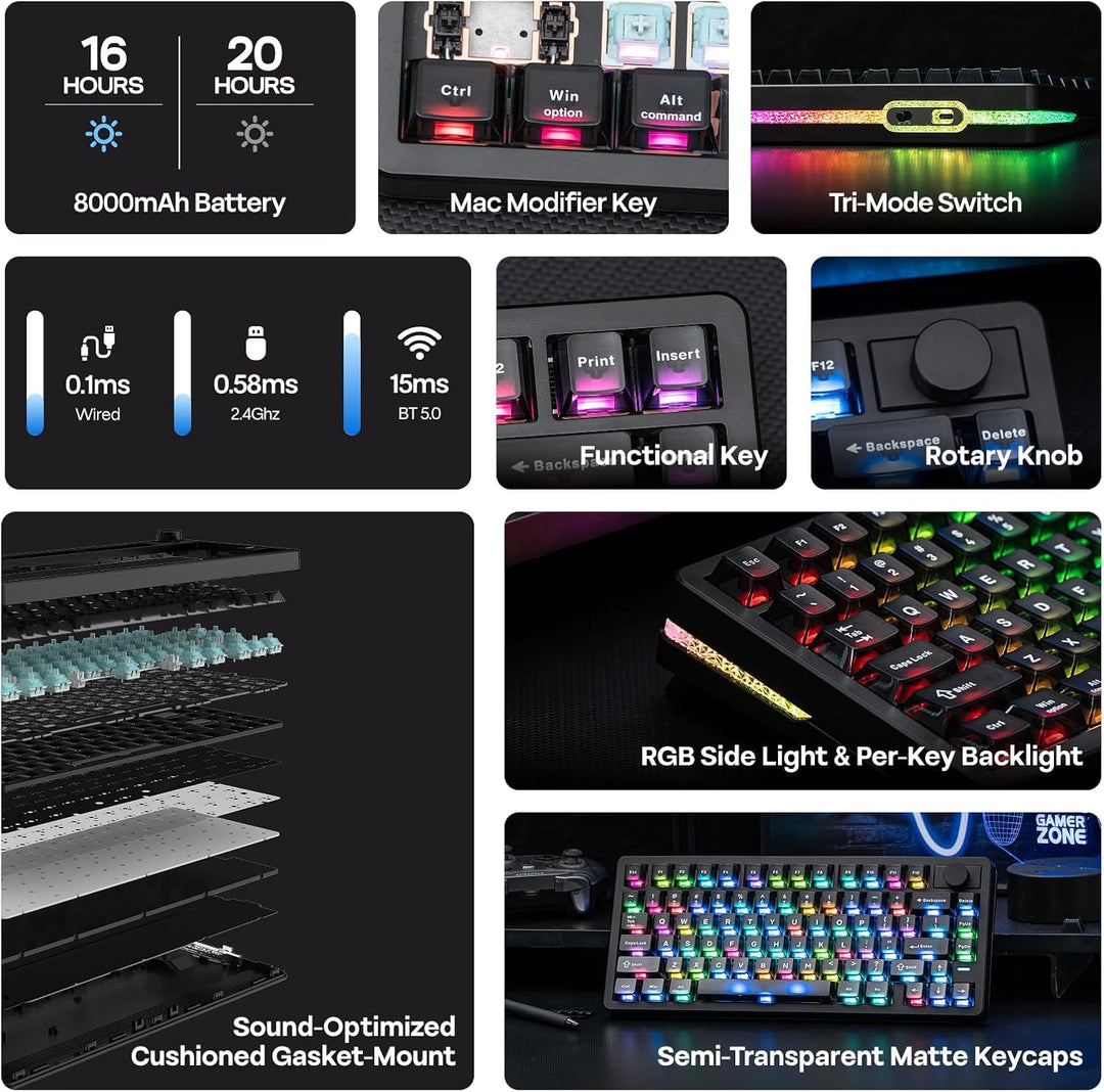 EPOMAKER HE75 V2 Teclado para juegos con efecto Hall, sondeo de 8K...