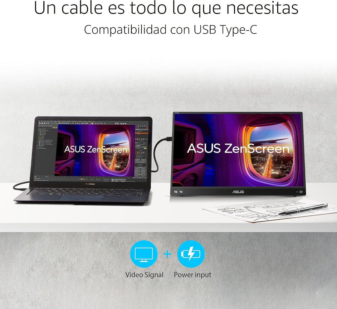 ASUS ZenScreen 16\u201D (15.6 pulgadas visibles) 1080P USB-C Monito...