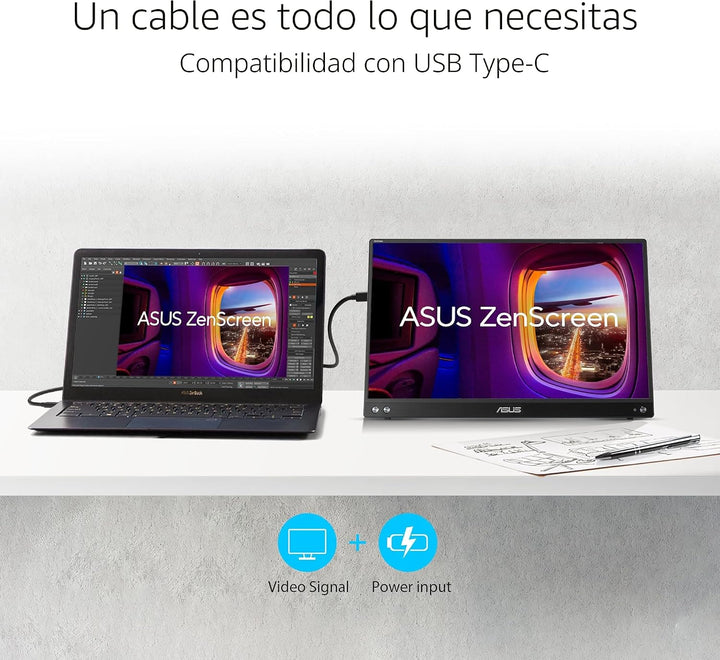 ASUS ZenScreen 16\u201D (15.6 pulgadas visibles) 1080P USB-C Monito...
