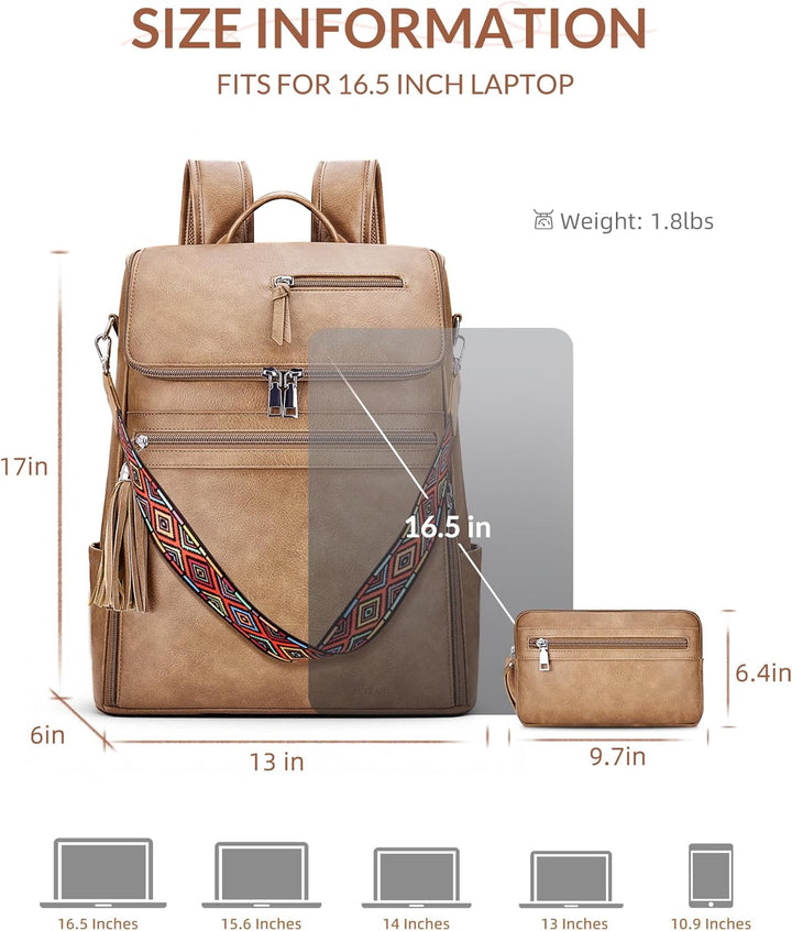 SYTRAH Mochila de cuero para laptop para mujer, bolsa de diseñador...